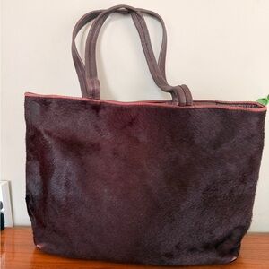 DKNY Deep Brown Laptop Bag calf hair haircalf purse